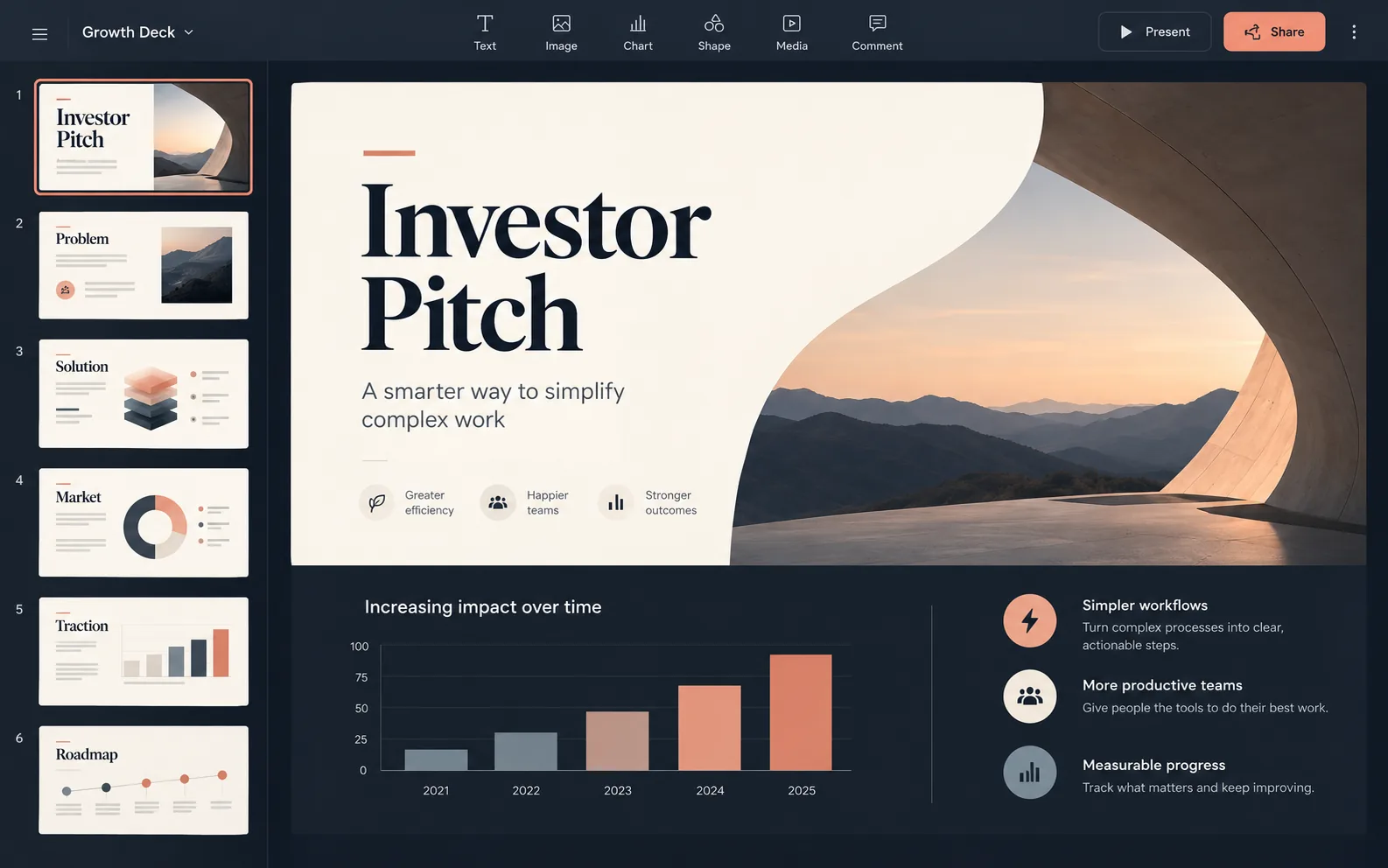 Screenshot of a finished pitch deck